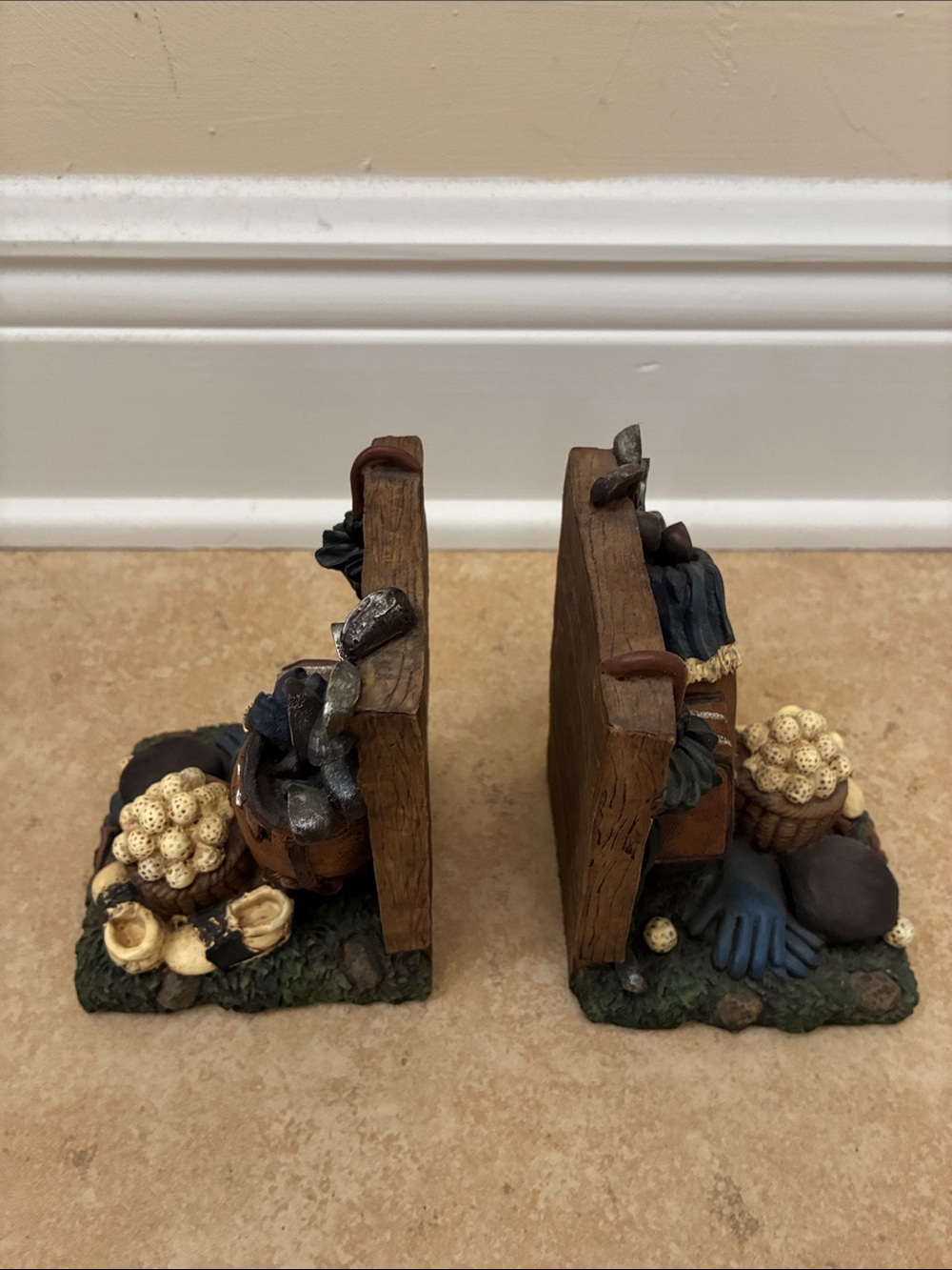 Vintage Golf Bookends in Brown & Blue